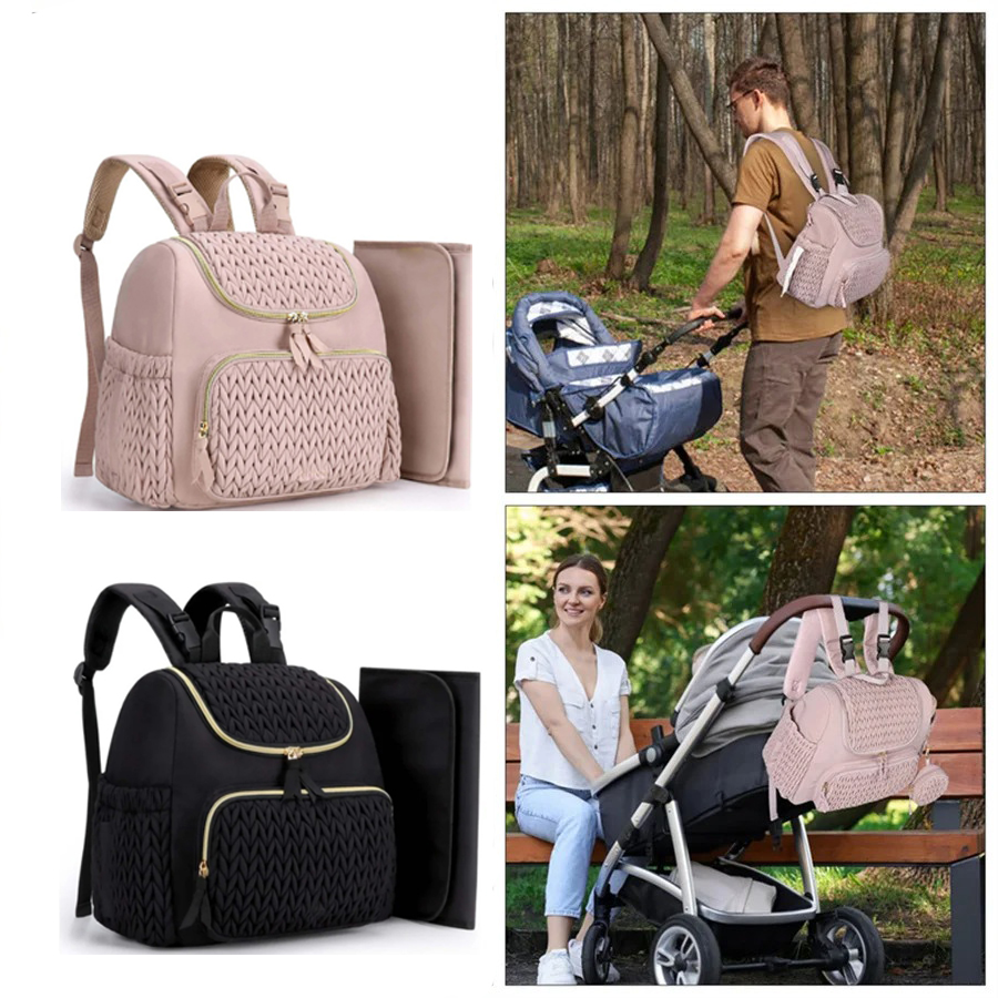 Diaper Bag Backpack - Ruime luiertas rugzak met breipatroon, baby